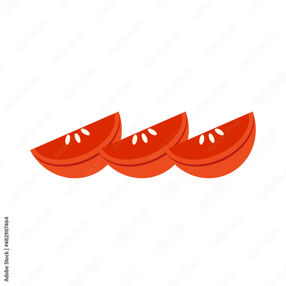 Tomato slice on white background. Tomato slice cartoon vector. Tomato slice on white background. Tomato slice cartoon vector.