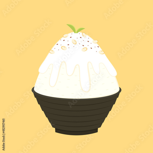 Bingsu is Korean dessert. Bingsu logo design. Bingsu icon vector.