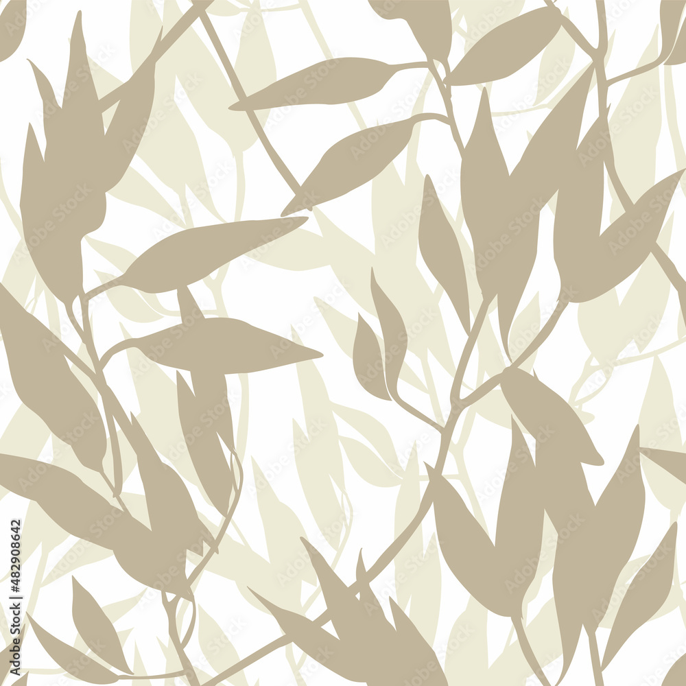 Abstract seamless pattern with leaves. Vector background for various surfaces.