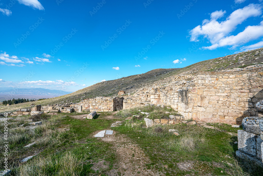 The St. Philip Martyrium stands on top of the hill outside of the city walls. It dates from the 5th century. Philip was buried in the center of the building, Hierapolis, Denizli, Turkey