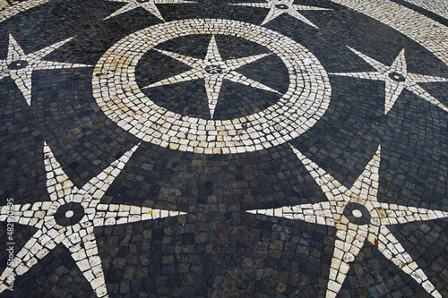Traditional portuguese stone mosaic calcade