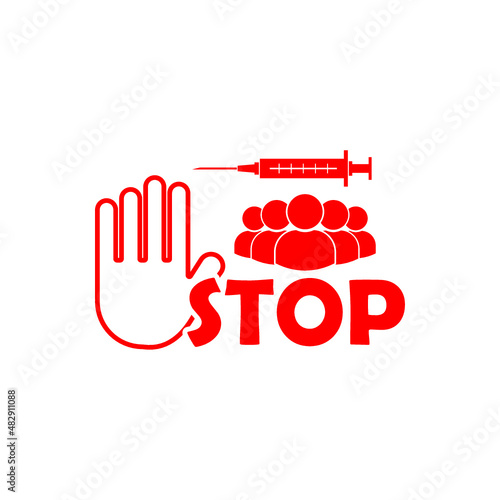 Anti vaccination, no vaccine, stop vaccination icon isolated on white background