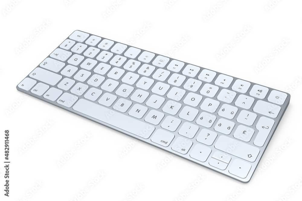 Modern aluminum computer keyboard isolated on white background. Modern aluminum computer keyboard isolated on white background.