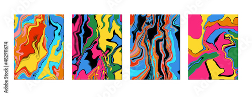 Psychedelic liquid colorful modern covers. acid fluid gradient poster. Contemporary futuristic template for your design. vector illustration.