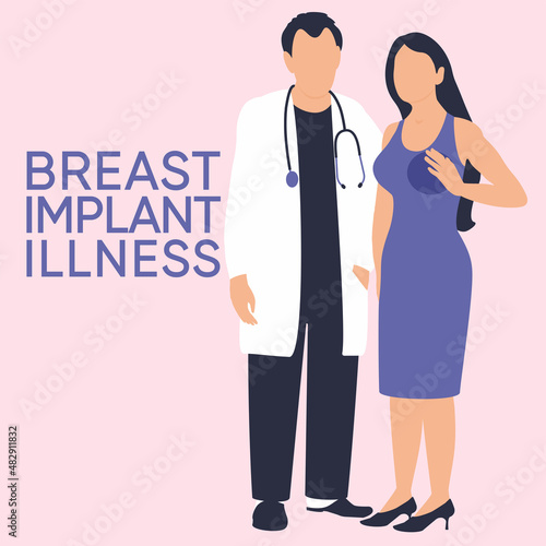 Canvastavla Breast implant illness text on pink background
