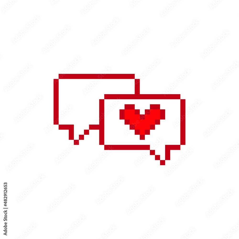 Fototapeta premium pixel heart icon vector Chat symbol with heart vector