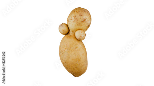 ripe and funny potato isolated on white background