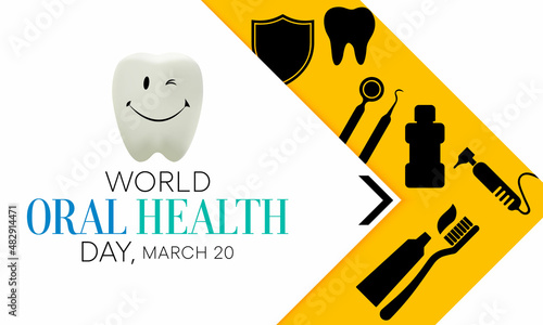 World Oral Health day is observed annually on March 20, a year long campaign dedicated to raising global awareness of the issues around oral health and the importance of oral hygiene. Vector art
