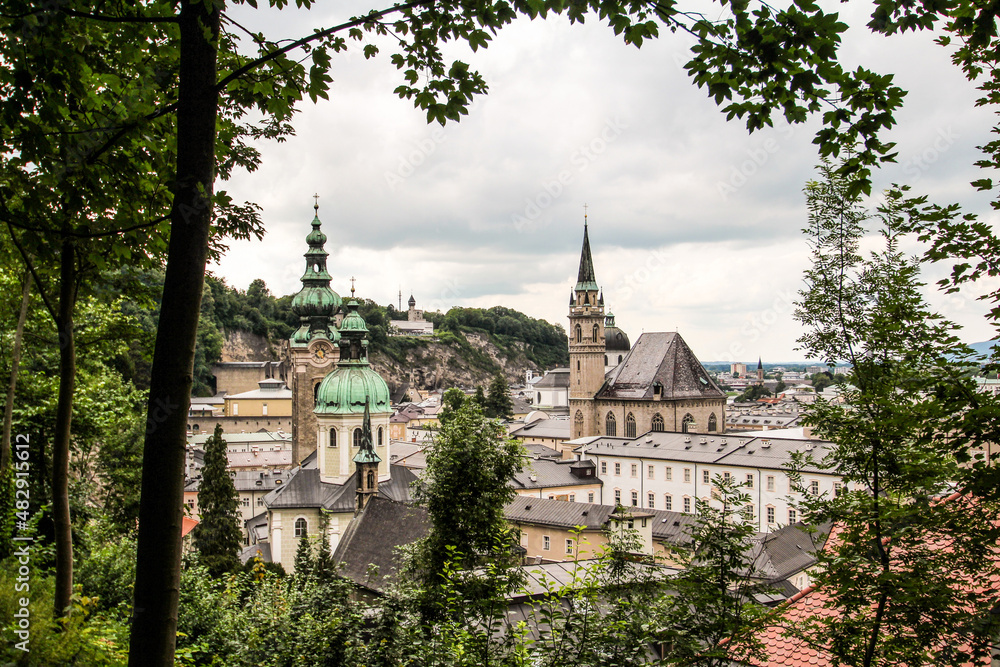 Scenic view above the roofs of downtown Salzburg Scenic view above the roofs of downtown Salzburg