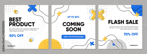 Sale square banner template for social media posts, mobile apps, banners design, web or internet ads. Trendy geometric abstract square template.