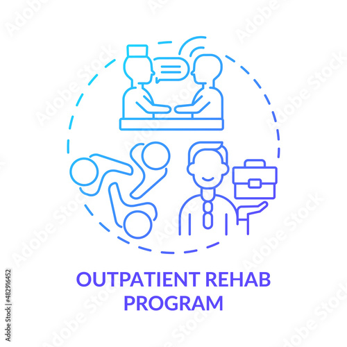 Outpatient rehab program blue gradient concept icon. Gambling addiction overcoming abstract idea thin line illustration. Isolated outline drawing. Arial, Myriad Pro-Bold fonts used