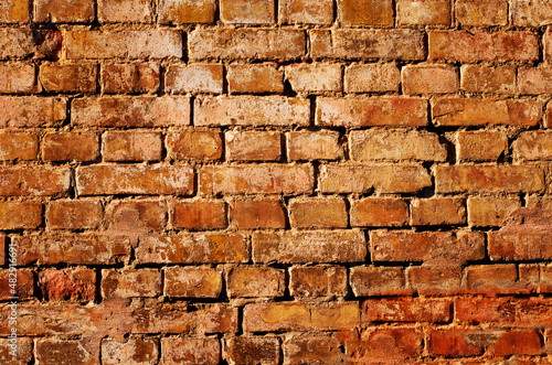 Background of old red brick wall