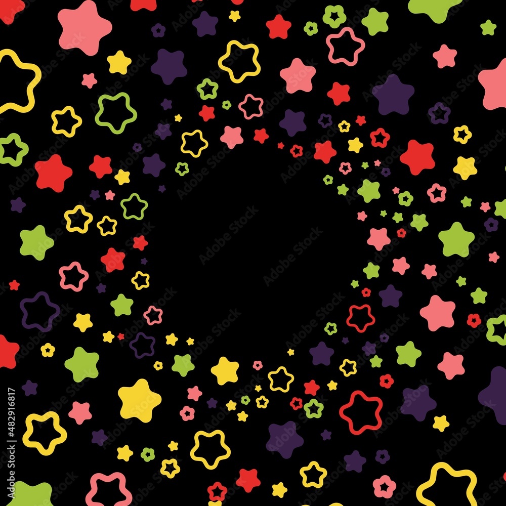 Colorful stars particle tunnel to place your content. Vector illustration. Colorful stars particle tunnel to place your content. Vector illustration.