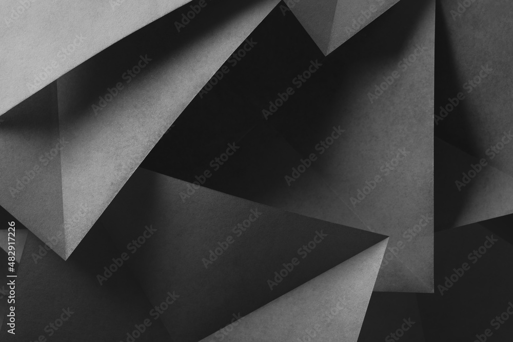 Geometric shapes of black paper, composition abstract Geometric shapes of black paper, composition abstract