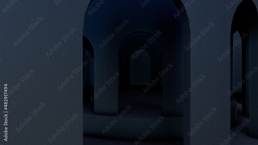 Fototapeta premium Black arched interior background 3d rendering