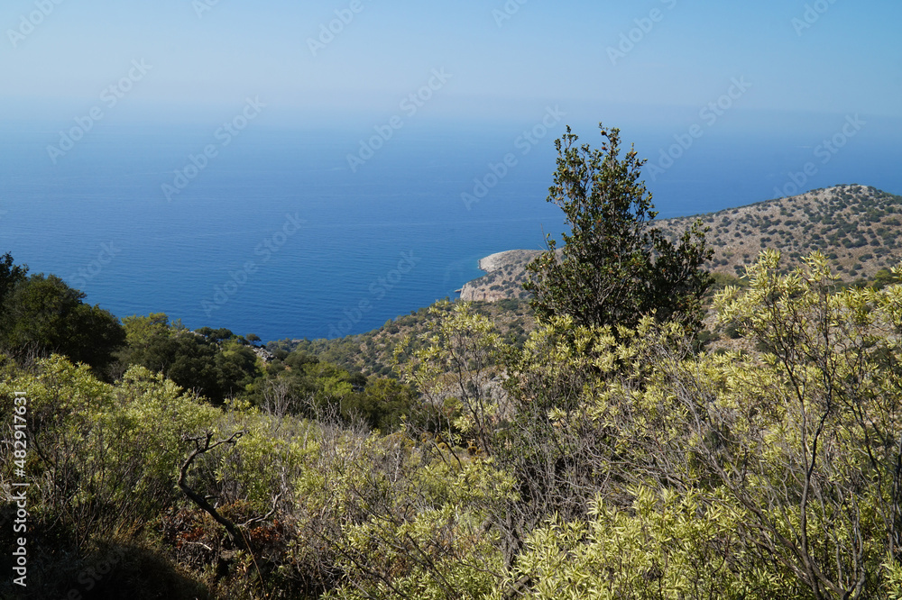 Panorama of the Mediterranean coastline along the Lycian Way in Turkey. Panorama of the Mediterranean coastline along the Lycian Way in Turkey.