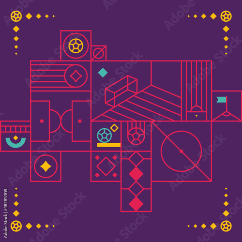 tournament background. Vector illustration Football Pattern for banner, card, website, Posters, Social Media kit, templates, scoreboard. Layout design for sports event qatar world, cup, 2022