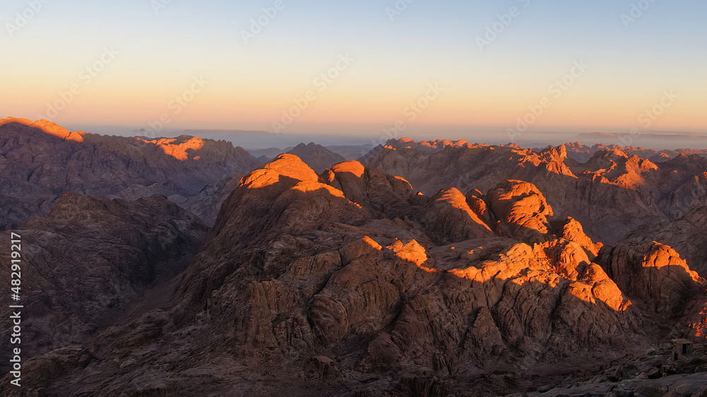 Serene view of the sunrise on Mount Sinai, Egypt
