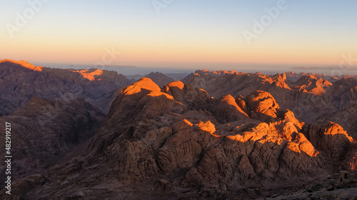 Fototapeta Naklejka Na Ścianę i Meble -  Serene view of the sunrise on Mount Sinai, Egypt
