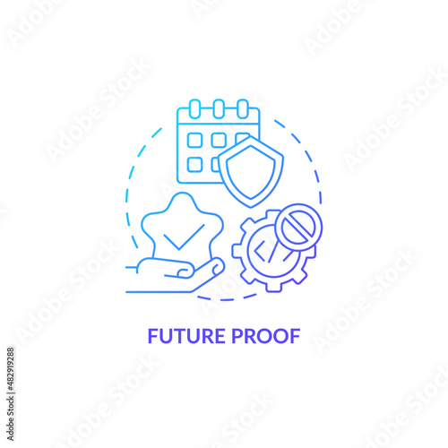 Future proof blue gradient concept icon. Goals and events for business projects. Online technology. Web 3 0 abstract idea thin line illustration. Isolated outline drawing. Myriad Pro-Bold fonts used photo