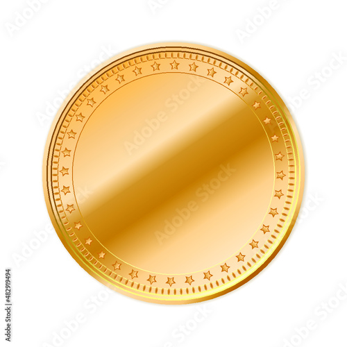 Empty golden coin sign isolated on a white background