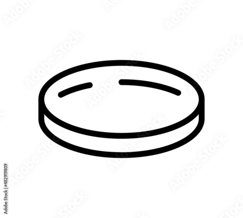 Petri dish flat icon. Pictogram for web. Line stroke. Isolated on white background. Chemistry icons vector eps10