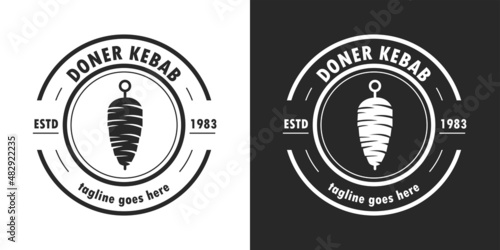 Doner Kebab Logo Icon. Turkish and Arabian Fast Food Restaurant Design elements for logo, label, emblem, sign. Vector.