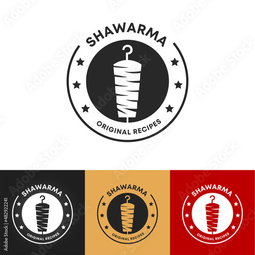 Doner Kebab Logo Icon. Turkish and Arabian Fast Food Restaurant Design elements for logo, label, emblem, sign. Vector.