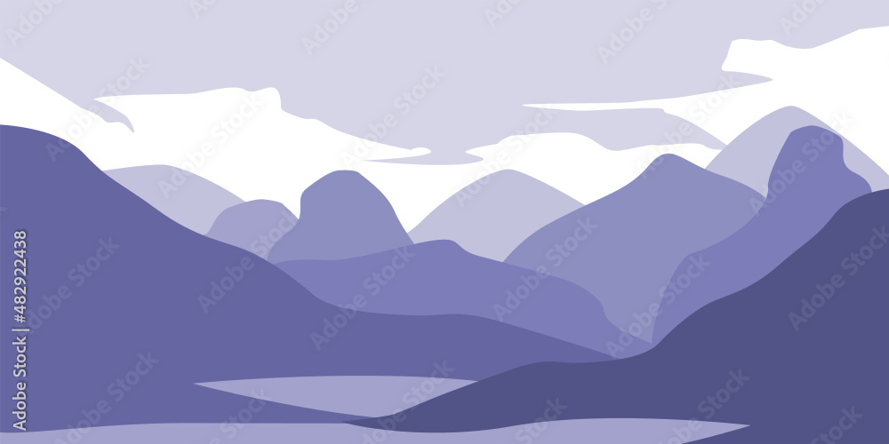 Hills illustration, in colors this year 2022, Very Peri Color. Vector Illustration Background. SVG Hills illustration, in colors this year 2022, Very Peri Color. Vector Illustration Background. SVG