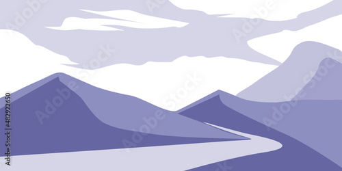 Hills illustration  in colors this year 2022  Very Peri Color. Vector Illustration Background. SVG