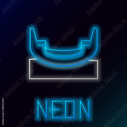Glowing neon line Boat swing icon isolated on black background. Childrens entertainment playground. Attraction riding ship, swinging boat. Amusement park. Colorful outline concept. Vector