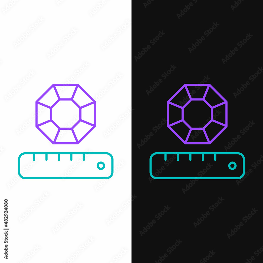 Line Gem stone icon isolated on white and black background. Jewelry symbol. Diamond. Colorful outline concept. Vector Line Gem stone icon isolated on white and black background. Jewelry symbol. Diamond. Colorful outline concept. Vector