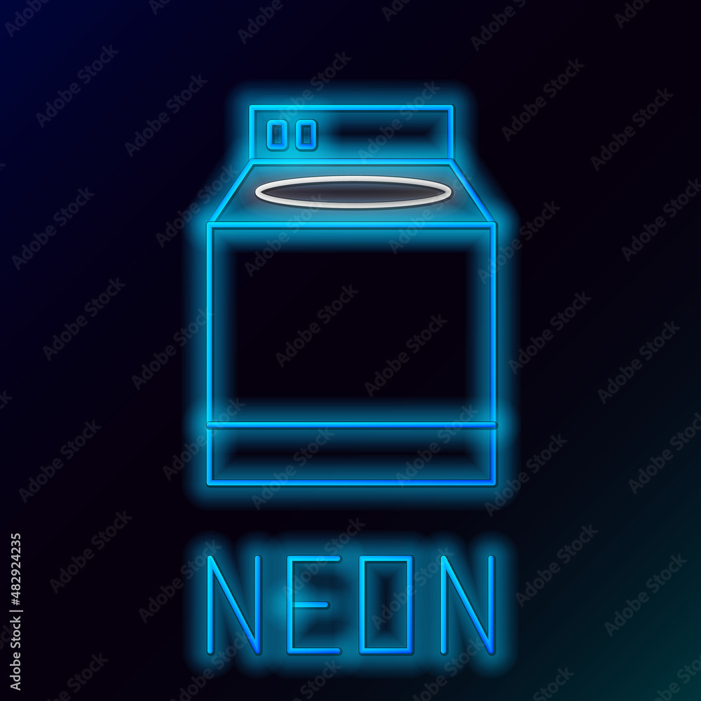 Glowing neon line Washer icon isolated on black background. Washing machine icon. Clothes washer - laundry machine. Home appliance symbol. Colorful outline concept. Vector Glowing neon line Washer icon isolated on black background. Washing machine icon. Clothes washer - laundry machine. Home appliance symbol. Colorful outline concept. Vector