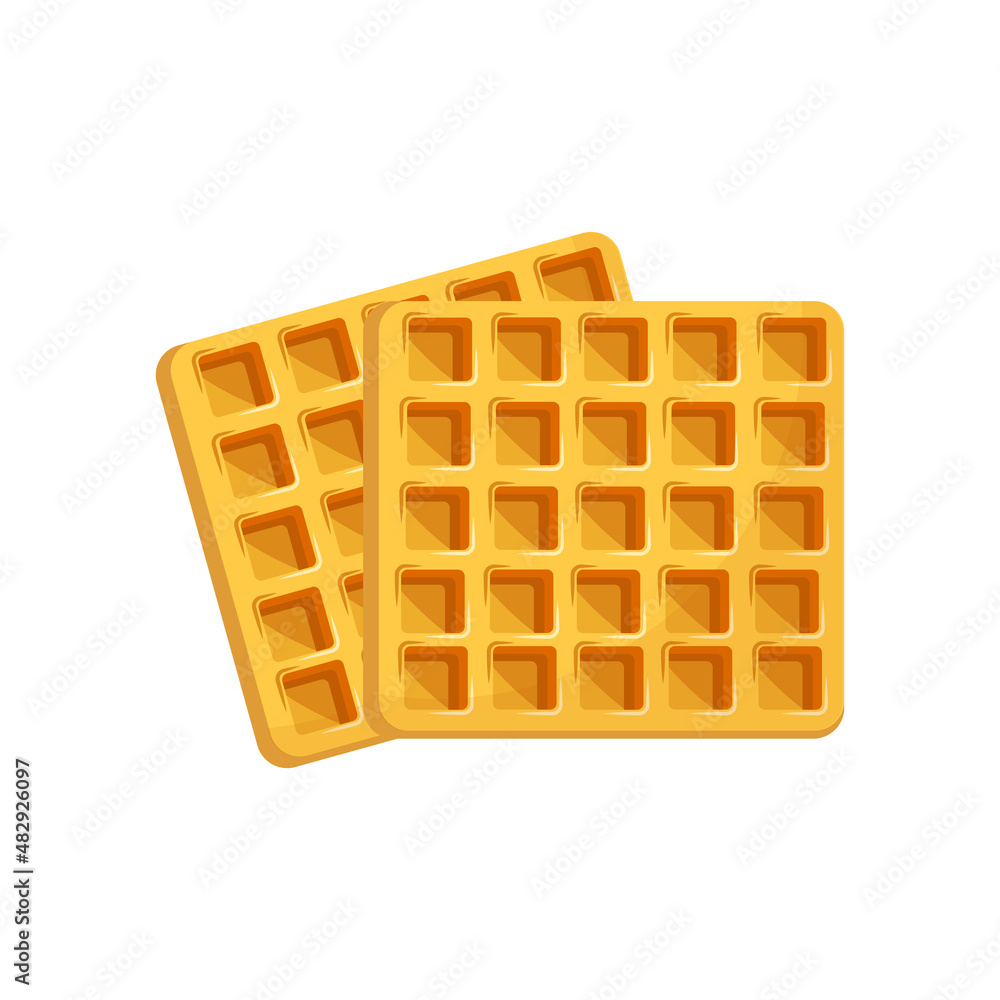 Belgian waffle, isolated on white background, vector illustration