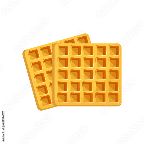 Obraz na płótnie Belgian waffle, isolated on white background, vector illustration w salonie