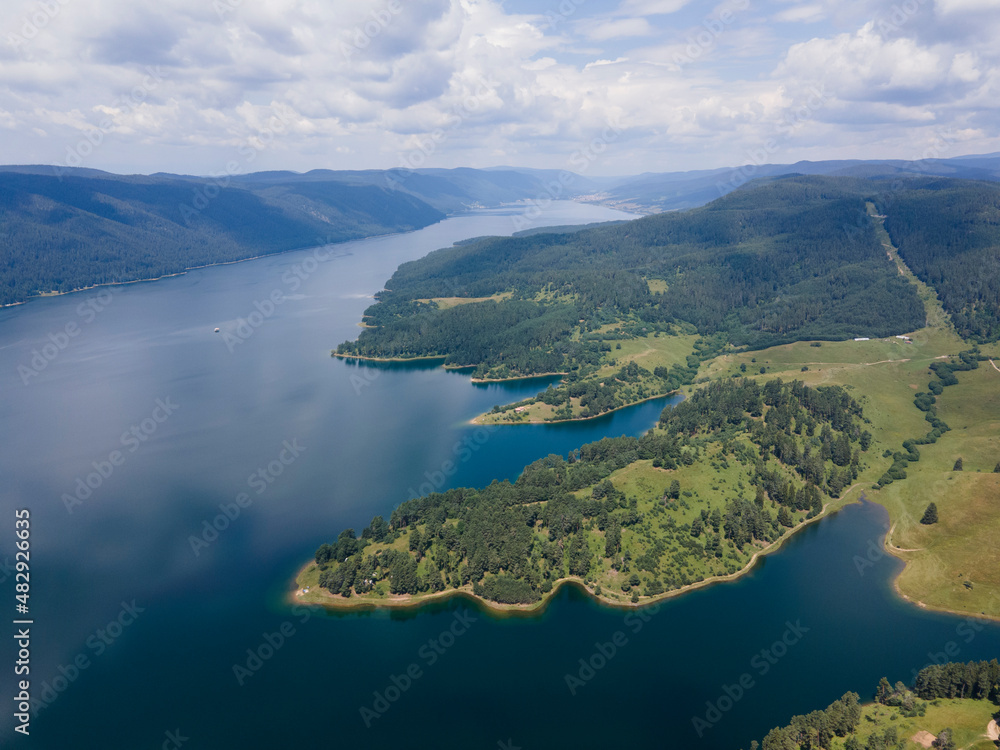 Aerial view of Dospat Reservoir, Bulgaria