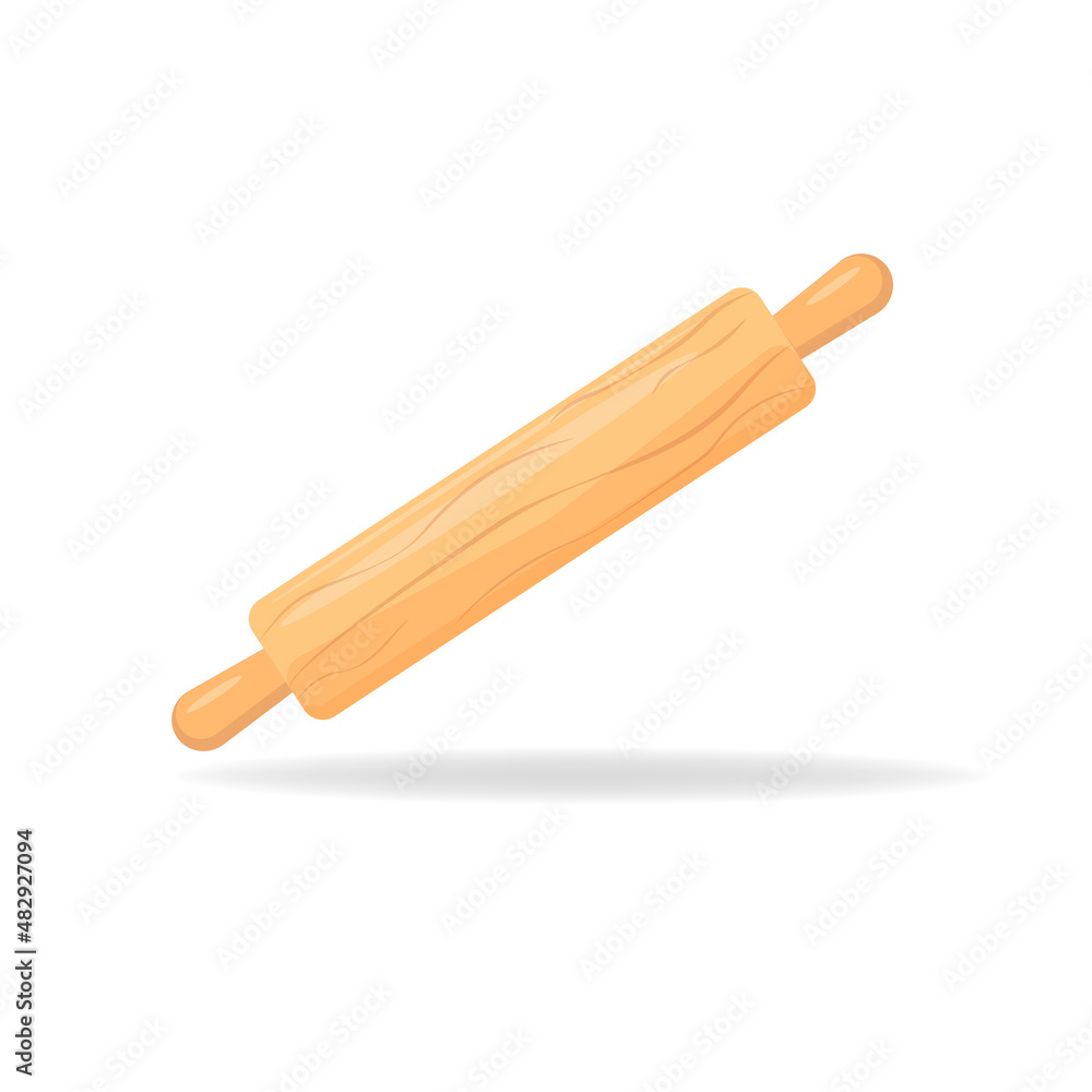 Vector rolling pin icon closeup isolated on white background. Design template for graphics