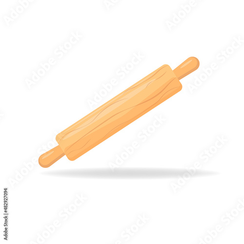 Obraz na płótnie Vector rolling pin icon closeup isolated on white background. Design template for graphics w salonie