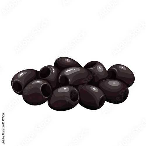 Heap of black olives vector illustration