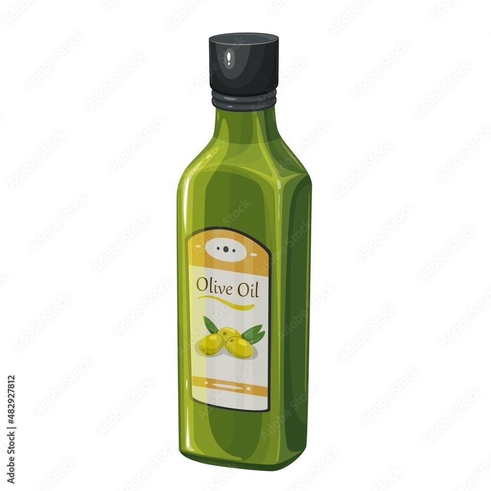 Olive oil bottle, vector illustration isolated on white background Olive oil bottle, vector illustration isolated on white background