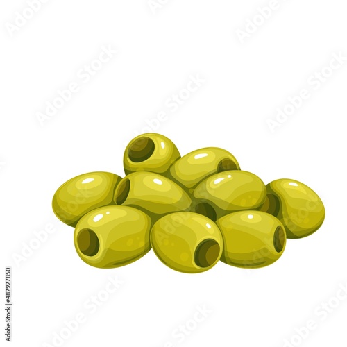 Heap of green olives vector illustration