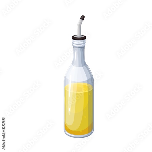 Olive oil or vinegar glass bottle dispenser vector illustration.