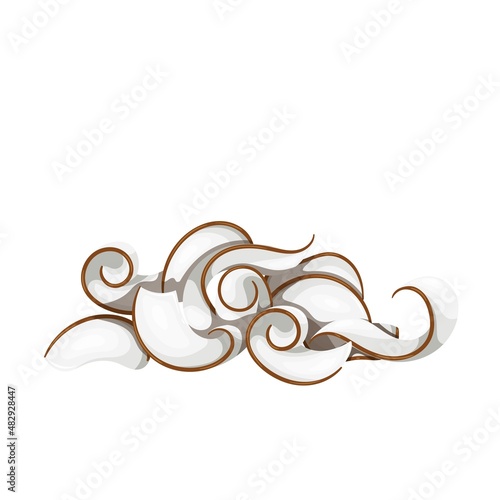 Coconut shavings, curls or rolled up slices of kernel vector illustration.