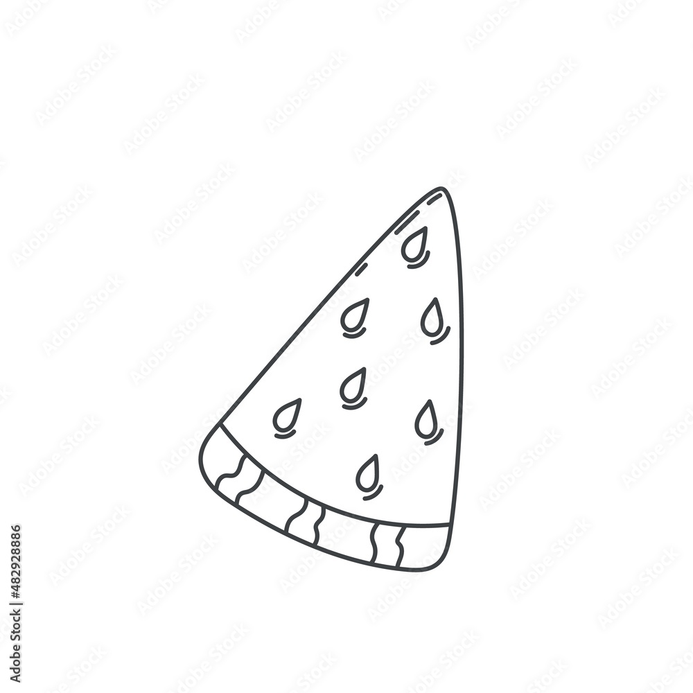 Slice of watermelon outline icon. Simple linear sketch vector illustration Slice of watermelon outline icon. Simple linear sketch vector illustration