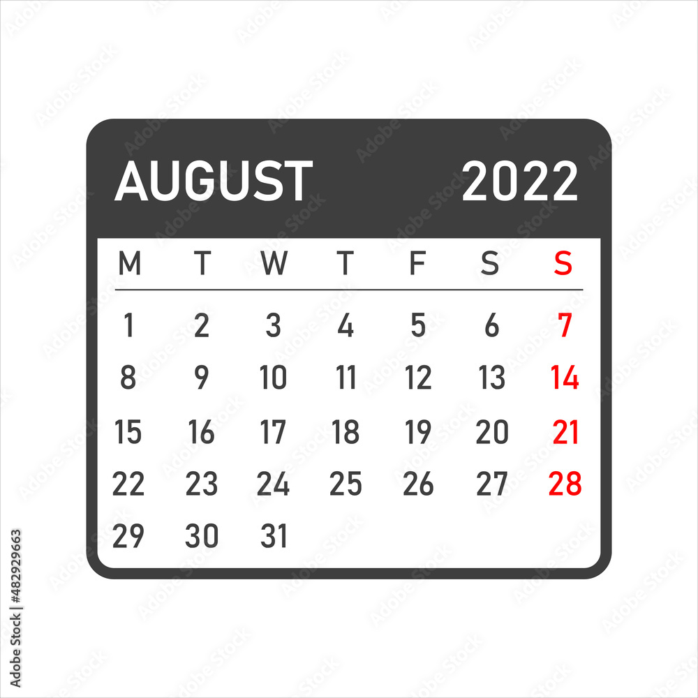 August 2022 calendar. Vector illustration of a calendar for august 2022. Wall table calendar vector template. August 2022 wall calendar template. August 2022 calendar. Vector illustration of a calendar for august 2022. Wall table calendar vector template. August 2022 wall calendar template.