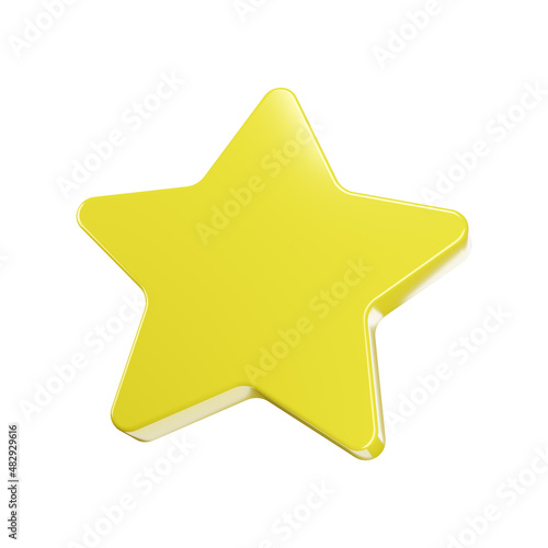 Gold star icon. Classic sign in a flat style isolated on white background. Glossy yellow 3D trophy star icon