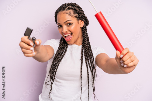 afro black woman with braids. dynamite concept photo