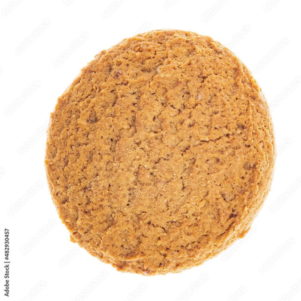 Oatmeal cookies close up top view isolated on white background, shutting from the above Oatmeal cookies close up top view isolated on white background, shutting from the above