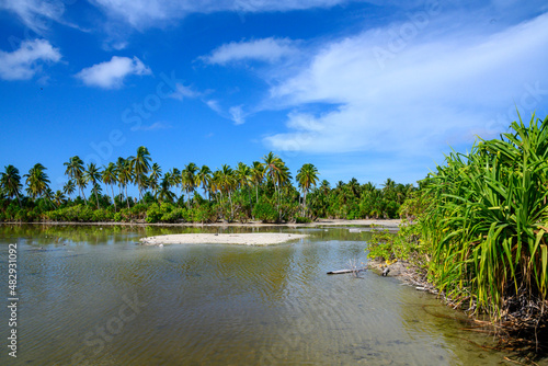 tropical island with palm trees Fanning Island Kiribati photo