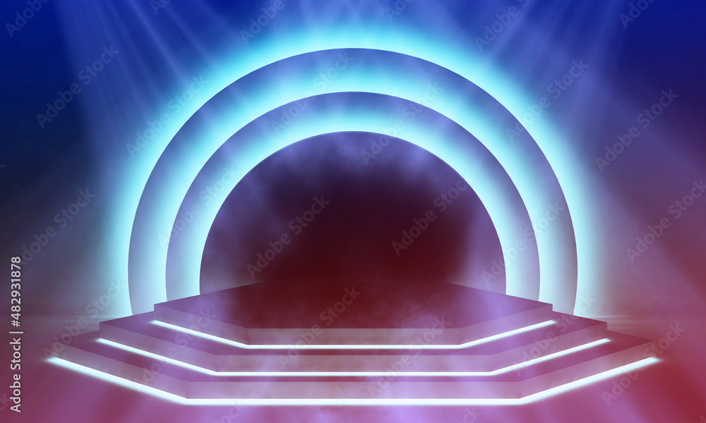 Fototapeta premium pastel stage podium with semicircular segments